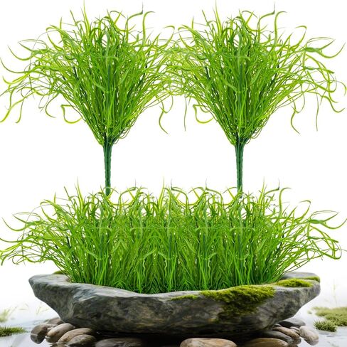 4PCS Small Fake Plants Decor Fake Fern Outdoor Faux Plants for Outside Small Plant Greenery Stems Artificial Plant for Bedroom Bathroom Classroom Patio Front Porch Home Decor 14.5IN in Saudi Arabia