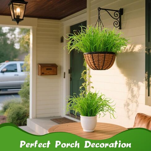 4PCS Small Fake Plants Decor Fake Fern Outdoor Faux Plants for Outside Small Plant Greenery Stems Artificial Plant for Bedroom Bathroom Classroom Patio Front Porch Home Decor 14.5IN in Saudi Arabia