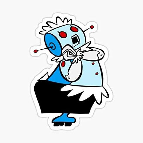 ملصق Rosie Jetsons - ملصق فينيل كرتوني باللونين الأزرق والأبيض للاستخدام الداخلي متعدد الأسطح in Saudi Arabia