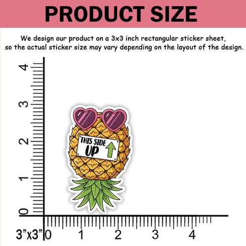 SODAVA (10pcs, 3in) Funny Pineapple Sticker Pack, Tropical Vinyl Decals for Water Bottle, Laptop, Car & Cooler, Summer Beach Humor Stickers for Adults & Teens, Tropical Fruit Gift Idea in Saudi Arabia