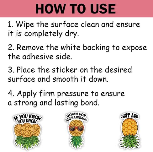 SODAVA (10pcs, 3in) Funny Pineapple Sticker Pack, Tropical Vinyl Decals for Water Bottle, Laptop, Car & Cooler, Summer Beach Humor Stickers for Adults & Teens, Tropical Fruit Gift Idea in Saudi Arabia