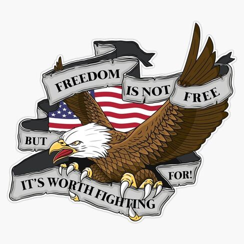 ملصق من الفينيل مضاد للماء من HOF Trading Amerian Pride Merica National Freedom ولكنه يستحق القتال من أجل النسر الأصلع 5 (HOF-VETERAN-STICKERS-5167) in Saudi Arabia