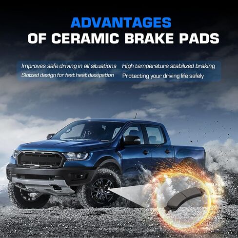 وسادات فرامل قرصية أمامية وخلفية شبه معدنية لسيارة Chevy Silverado 1500/GMC Sierra 1500 01-06؛ لـ Tahoe 4WD، لـ Suburban 1500، لـ Yukon 1500 4WD 00-06؛ لـ Cadillac Escalade، لـ Avalanche 1500 4WD 02-06 8 قطعة in Saudi Arabia