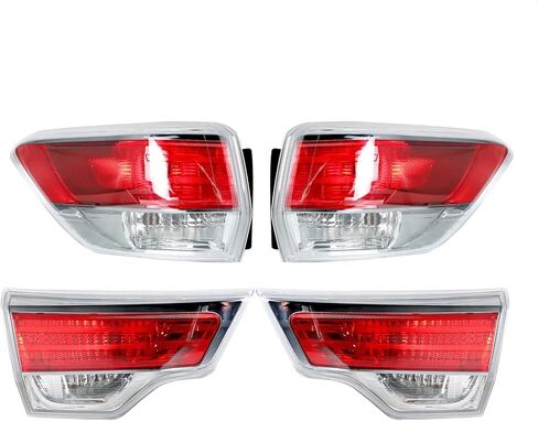 Rear Outer+Inner Left+Right Tail Light Assembly Compatible With 2014-2016 Toyota Highlander LE XLE Limited Driver Passenger Side Halogen Taillight Brake Lamps Replace 815600E100 TO2804120 (14-16) in Saudi Arabia