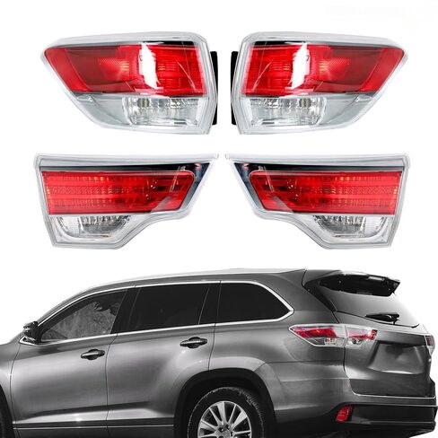 Rear Outer+Inner Left+Right Tail Light Assembly Compatible With 2014-2016 Toyota Highlander LE XLE Limited Driver Passenger Side Halogen Taillight Brake Lamps Replace 815600E100 TO2804120 (14-16) in Saudi Arabia