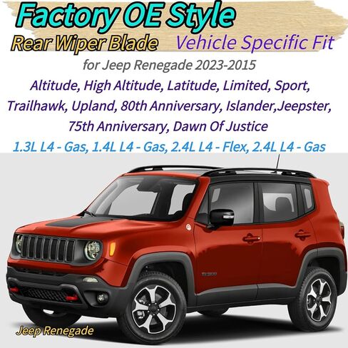 شفرة الممسحة الخلفية لسيارة Jeep Renegade 2015-2022 2021 2020 2019 2018 2017 2016 | تناسب تمامًا Altitude Latitude Limited Sport Trailhawk Upland Islander نماذج جيبستر الخلفية الخلفية ممسحة زجاج أمامي شفرة in Saudi Arabia