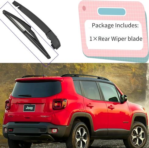 شفرة الممسحة الخلفية لسيارة Jeep Renegade 2015-2022 2021 2020 2019 2018 2017 2016 | تناسب تمامًا Altitude Latitude Limited Sport Trailhawk Upland Islander نماذج جيبستر الخلفية الخلفية ممسحة زجاج أمامي شفرة in Saudi Arabia