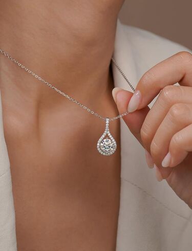 IMOLOVE Moissanite Teardrop Pendant Necklaces for Women 925 Sterling Silver with 2CT Moissanite Solitaire Jewerly for Women in Kuwait