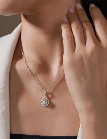 IMOLOVE Moissanite Teardrop Pendant Necklaces for Women 925 Sterling Silver with 2CT Moissanite Solitaire Jewerly for Women in Kuwait