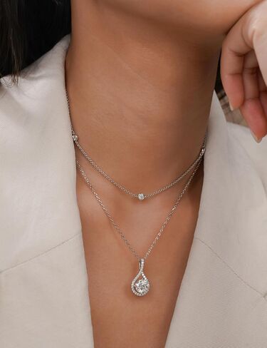 IMOLOVE Moissanite Teardrop Pendant Necklaces for Women 925 Sterling Silver with 2CT Moissanite Solitaire Jewerly for Women in Kuwait