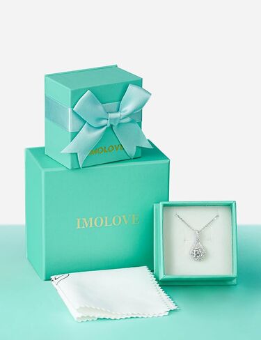 IMOLOVE Moissanite Teardrop Pendant Necklaces for Women 925 Sterling Silver with 2CT Moissanite Solitaire Jewerly for Women in Kuwait
