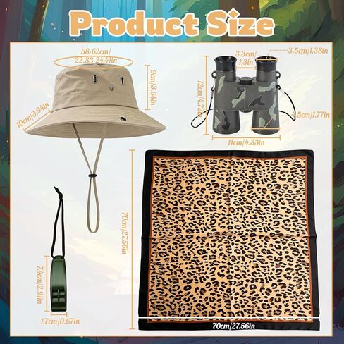 مجموعة أزياء سفاري للسيدات مكونة من 5 قطع، أزياء سفاري التنكرية للكبار مع قبعة دلو ووشاح للرقبة على شكل نمر ومنظار بوصلة وصفارة سفاري وإكسسوارات أزياء السفاري لحفلات الهالوين in Kuwait