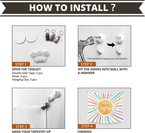 WAITPI Colorful Hello Sunshine Hanging Wall Tapestry for Classroom, Boho Sun Wall Tapestries, Inspirational Sunset Wall Hanging Room Decor Tapestry for Kids Room Playroom Bedroom Nursery 50x60 inch in Kuwait