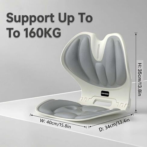 منحنيات دعم قطني مريحة قابلة للطي من جارلر لكرسي المكتب، مقعد منحني خلفي محمول مصحح للوضعية، تخفيف الألم (رمادي، M) in Kuwait