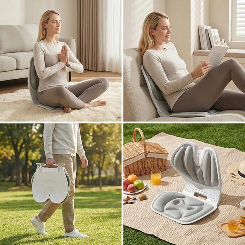 منحنيات دعم قطني مريحة قابلة للطي من جارلر لكرسي المكتب، مقعد منحني خلفي محمول مصحح للوضعية، تخفيف الألم (رمادي، M) in Kuwait