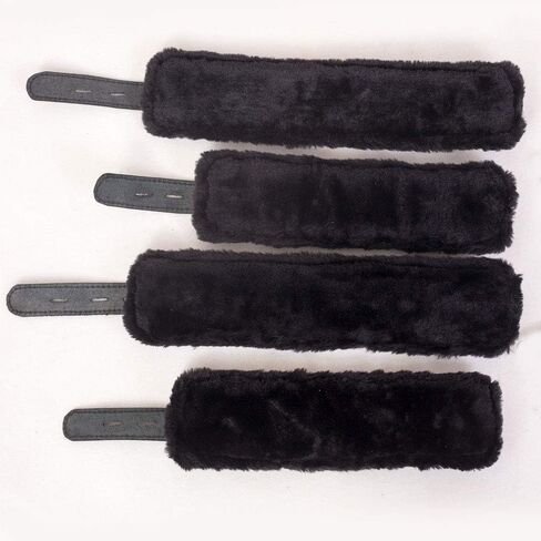Real Cowhide Leather Wrist Cuffs, Ankle Cuffs Fluffy set with Foam Padding & Fur Lining Handmade in Kuwait