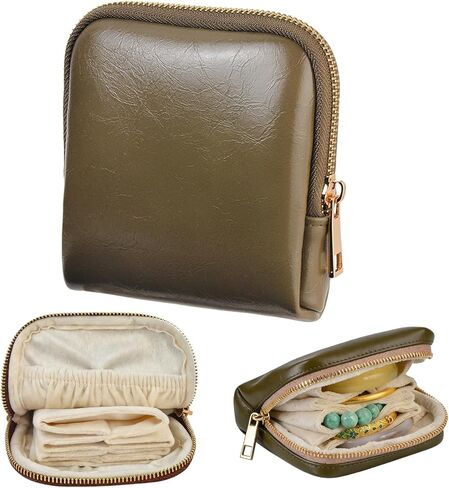 findtime Mini Travel Jewelry Organizer Bag Portable Travel Jewelry Case Small Bag Organizer Pouch for Traveling and Storage for Earring, Ring, Necklace, Bracelet with Velvet Lining in Saudi Arabia