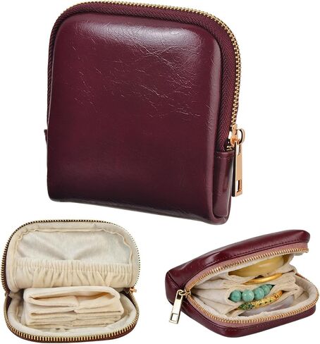 findtime Mini Travel Jewelry Organizer Bag Portable Travel Jewelry Case Small Bag Organizer Pouch for Traveling and Storage for Earring, Ring, Necklace, Bracelet with Velvet Lining in Saudi Arabia