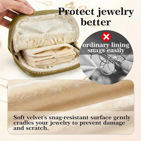 findtime Mini Travel Jewelry Organizer Bag Portable Travel Jewelry Case Small Bag Organizer Pouch for Traveling and Storage for Earring, Ring, Necklace, Bracelet with Velvet Lining in Saudi Arabia