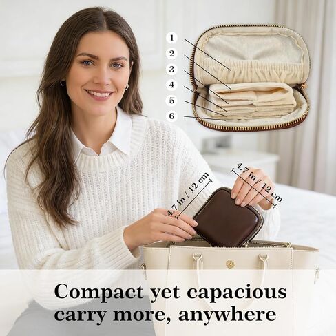 findtime Mini Travel Jewelry Organizer Bag Portable Travel Jewelry Case Small Bag Organizer Pouch for Traveling and Storage for Earring, Ring, Necklace, Bracelet with Velvet Lining in Saudi Arabia