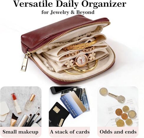 findtime Mini Travel Jewelry Organizer Bag Portable Travel Jewelry Case Small Bag Organizer Pouch for Traveling and Storage for Earring, Ring, Necklace, Bracelet with Velvet Lining in Saudi Arabia