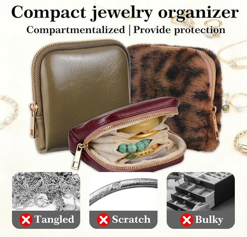 findtime Mini Travel Jewelry Organizer Bag Portable Travel Jewelry Case Small Bag Organizer Pouch for Traveling and Storage for Earring, Ring, Necklace, Bracelet with Velvet Lining in Saudi Arabia