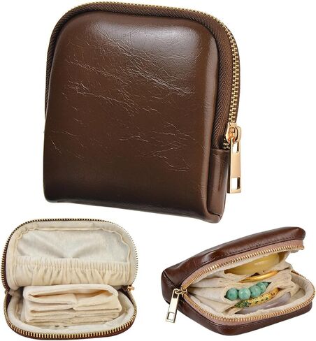 findtime Mini Travel Jewelry Organizer Bag Portable Travel Jewelry Case Small Bag Organizer Pouch for Traveling and Storage for Earring, Ring, Necklace, Bracelet with Velvet Lining in Saudi Arabia