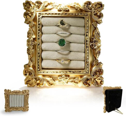 Vintage Ring Holder For Women, Gold Ring Display Stand, Earring Display Jewelry Tray, Ideal For Dresser, Vanity Counter, Wedding, Anniversary Keepsake, Proposal Prop, And Retail Store Display in Saudi Arabia