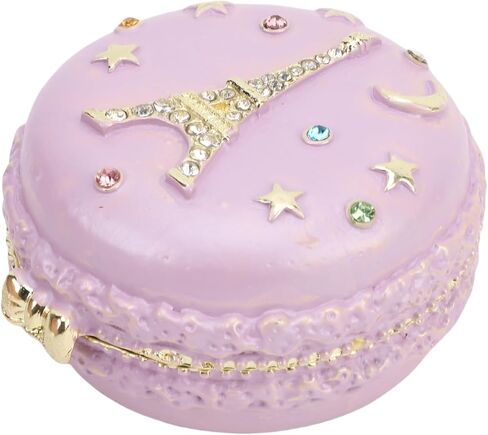 Macaron Jewelry Box, Exquisite Lovely Metal Hinged Trinket Box, Rhinestone Decorated Jewelry, Ideal for Necklace, Ring, Earrings & Small Items (Light Yellow) in Saudi Arabia
