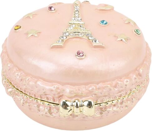 Macaron Jewelry Box, Exquisite Lovely Metal Hinged Trinket Box, Rhinestone Decorated Jewelry, Ideal for Necklace, Ring, Earrings & Small Items (Light Yellow) in Saudi Arabia