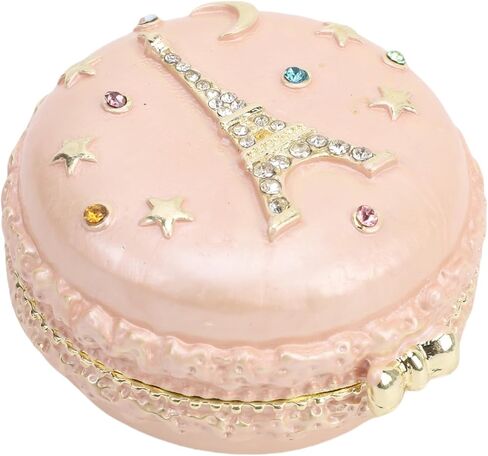 Macaron Jewelry Box, Exquisite Lovely Metal Hinged Trinket Box, Rhinestone Decorated Jewelry, Ideal for Necklace, Ring, Earrings & Small Items (Light Yellow) in Saudi Arabia