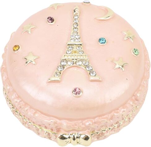 Macaron Jewelry Box, Exquisite Lovely Metal Hinged Trinket Box, Rhinestone Decorated Jewelry, Ideal for Necklace, Ring, Earrings & Small Items (Light Yellow) in Saudi Arabia