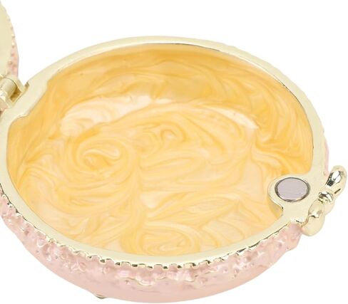 Macaron Jewelry Box, Exquisite Lovely Metal Hinged Trinket Box, Rhinestone Decorated Jewelry, Ideal for Necklace, Ring, Earrings & Small Items (Light Yellow) in Saudi Arabia