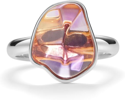 PERIMADE Natural Amethyst Crystal Band Ring Dainty Purple Irregular Cut Amethyst Statement Ring for Women, 18K Gold Plated Crystal Band Hypoallergenic Solid 925 Sterling Silver Jewelry Gift in Saudi Arabia