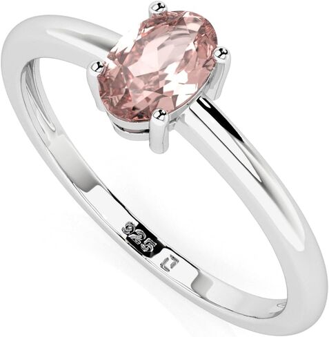 Natural Rose Quartz Stackable Ring for Women, Girls in Sterling Silver, January Birthstone Jewelry Gifts for Her (Round, Oval, Pear) in Saudi Arabia