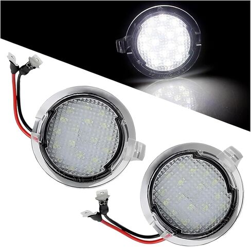 2PCS Car LED Side Mirror Puddle Lights, Vehicle Puddle Lamp Indicator, Automotive Mirror Signal LED Lamps Replacement Accessories, Compatible with Explorer Edge Mondeo (White) in Saudi Arabia