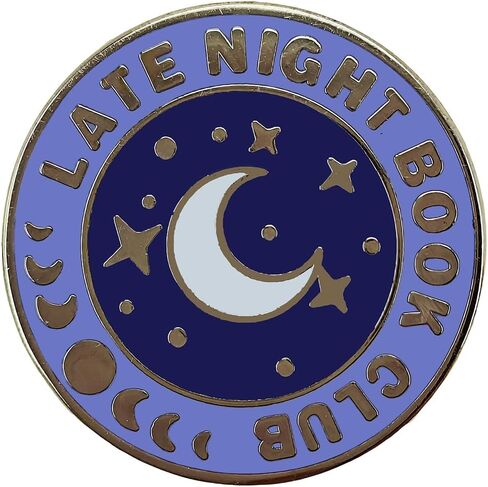 Ficsowy "Late Night Book Club" دبوس المينا - بروش مرحلة الهلال | شارة مرحلة القمر والليل المرصعة بالنجوم، إكسسوار طية صدر السترة لمحبي الكتب، مجموعة لعشاق القراءة in Saudi Arabia