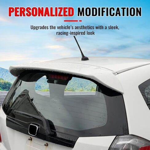 IKON MOTORSPORTS, Rear Window Roof Spoiler Compatible with 2009-2013 Honda Fit, Sport OE Style Gloss Black ABS Top Roofline Windshield Visor Spoiler Wing in Saudi Arabia