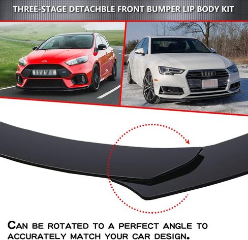 x xotic tech Front Bumper Lip Chin Spoiler Splitter Diffuser Guard Wing Protector Trim Car Body Kit, Compatible with Lexus is ES (Gloss Black) 3pcs in Saudi Arabia