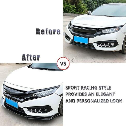 x xotic tech Front Bumper Lip Chin Spoiler Splitter Diffuser Guard Wing Protector Trim Car Body Kit, Compatible with Lexus is ES (Gloss Black) 3pcs in Saudi Arabia