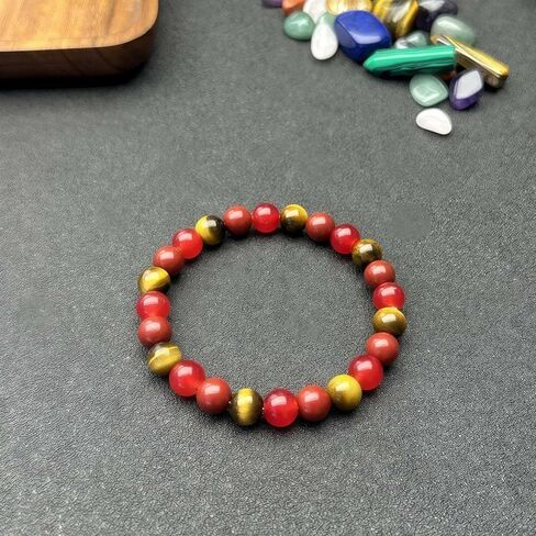 Beaded Stretch Bracelets for Women Agate Tiger Eye Stone Bracelet for Inner Strength Handmade Natural Crystal Beads Jewelry in Saudi Arabia