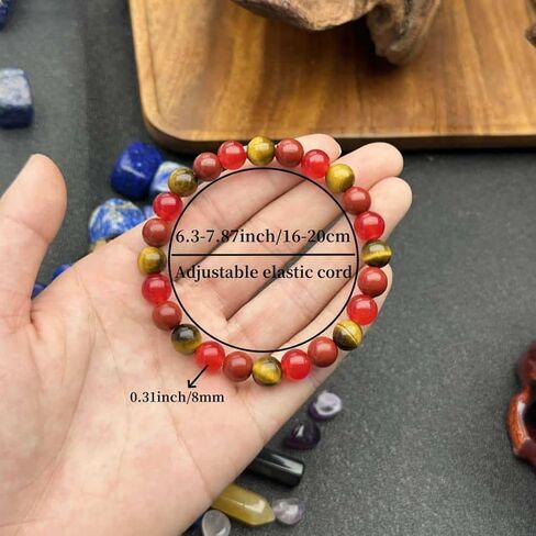 Beaded Stretch Bracelets for Women Agate Tiger Eye Stone Bracelet for Inner Strength Handmade Natural Crystal Beads Jewelry in Saudi Arabia