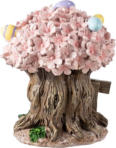 Glitzhome Easter Decorations Bunny Figurine, Resin Rabbit & Pink Blossoms Tabletop Centerpiece for Spring Home Indoor Outdoor Decor in Saudi Arabia