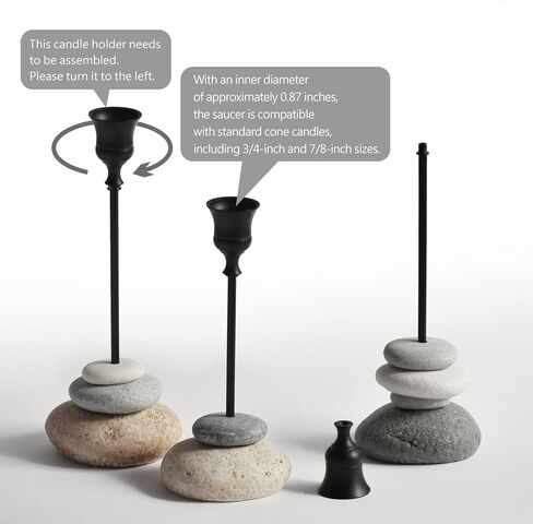 3 عبوات من حوامل الشموع المدببة الحديثة مع كوب قابل للإزالة، حامل شموع مصنوع يدويًا على شكل حجر، حامل شموع من الراتنج بقاعدة مرجحة لطاولة الطعام، رف وديكور المنزل in Kuwait