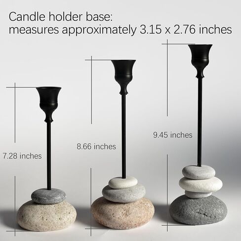 3 عبوات من حوامل الشموع المدببة الحديثة مع كوب قابل للإزالة، حامل شموع مصنوع يدويًا على شكل حجر، حامل شموع من الراتنج بقاعدة مرجحة لطاولة الطعام، رف وديكور المنزل in Kuwait