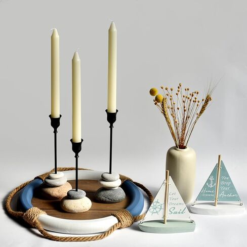 3 عبوات من حوامل الشموع المدببة الحديثة مع كوب قابل للإزالة، حامل شموع مصنوع يدويًا على شكل حجر، حامل شموع من الراتنج بقاعدة مرجحة لطاولة الطعام، رف وديكور المنزل in Kuwait