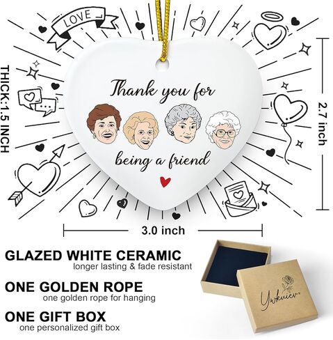 Friend Gifts for Women, Golden and Girls Merchandise Ornament Heart Keepsake Sign, Friendship Thank You Birthday Gift for Best Friends Sisters Bestie BFF, Thank You for Being A Friend in Kuwait