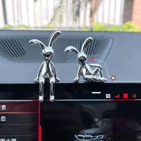 Generic Cute Eco-Friendly Plastic Cartoon Long Eared Rabbit 3D Hanging Ornament Car Interior Decoration Rabbit Decorative Ornaments Home Furnishings(02) in Saudi Arabia