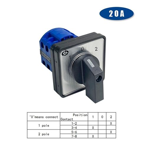 Rotary Cam Changeover Switch 690V 20A Silver Contact Electric 3 Position 8 Terminals LW26-20/2 in Kuwait