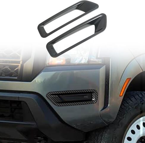 لنيسان فرونتير 2022-2024 ألياف الكربون الأسود الجبهة الضباب ضوء المصباح غطاء الكسوة 2 قطعة اكسسوارات السيارات in Kuwait